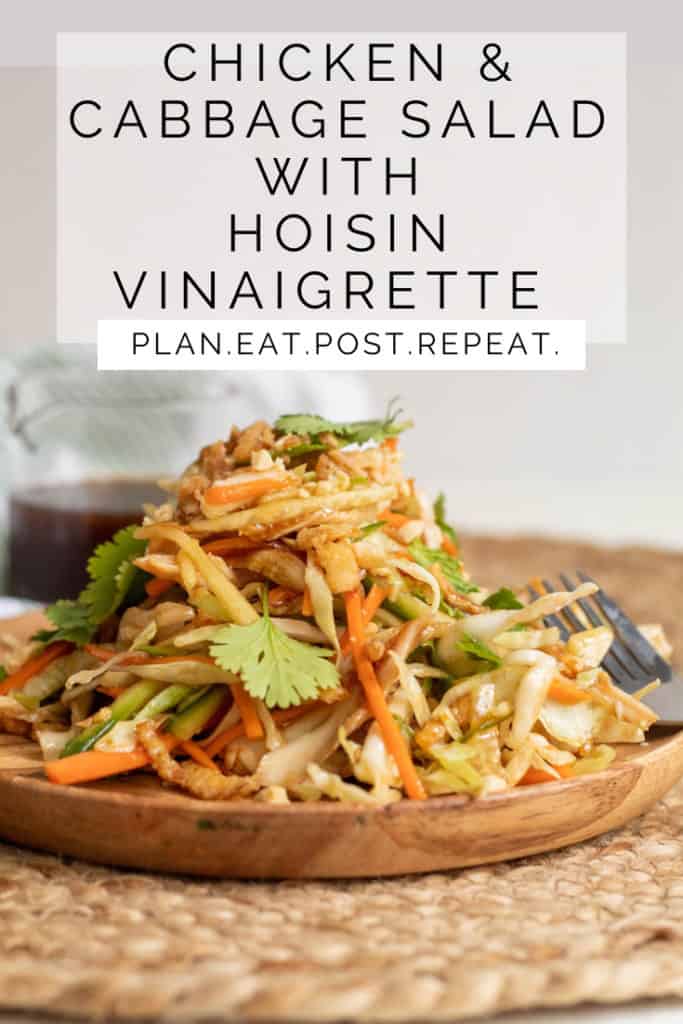 A pin for Chicken and Cabbage Salad with Hoisin Vinaigrette.