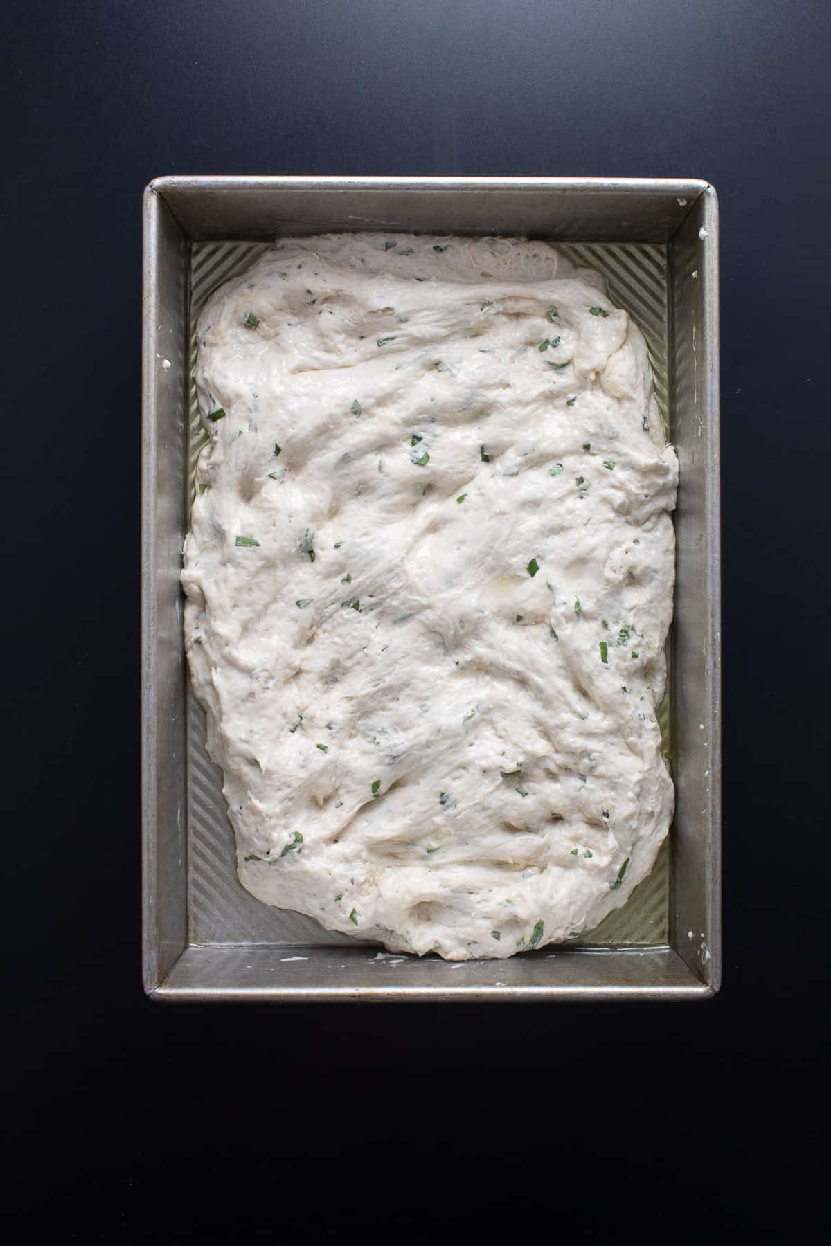 The dough turned out into an oiled baking pan.