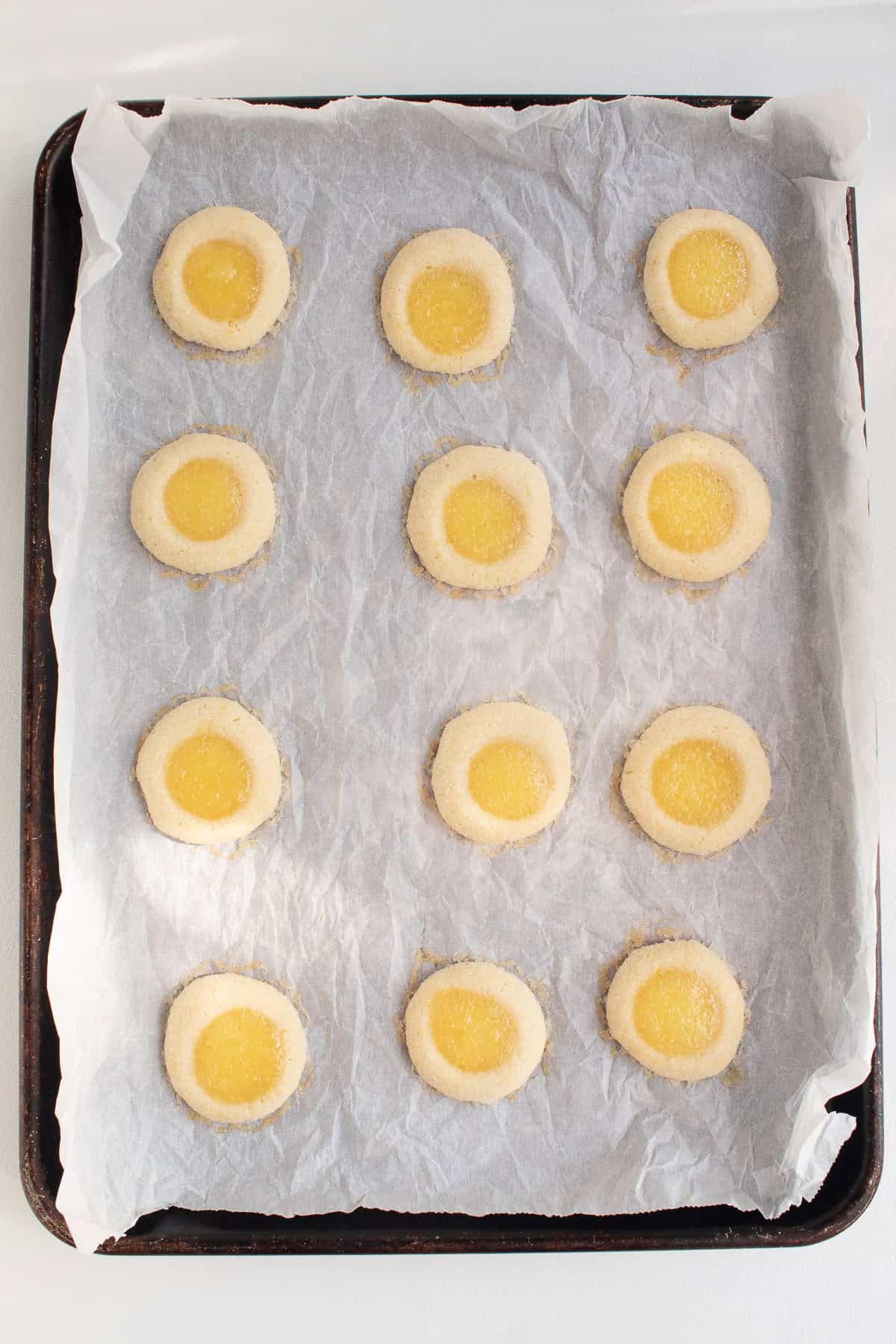Baked cookies are lightly golden at the edges.