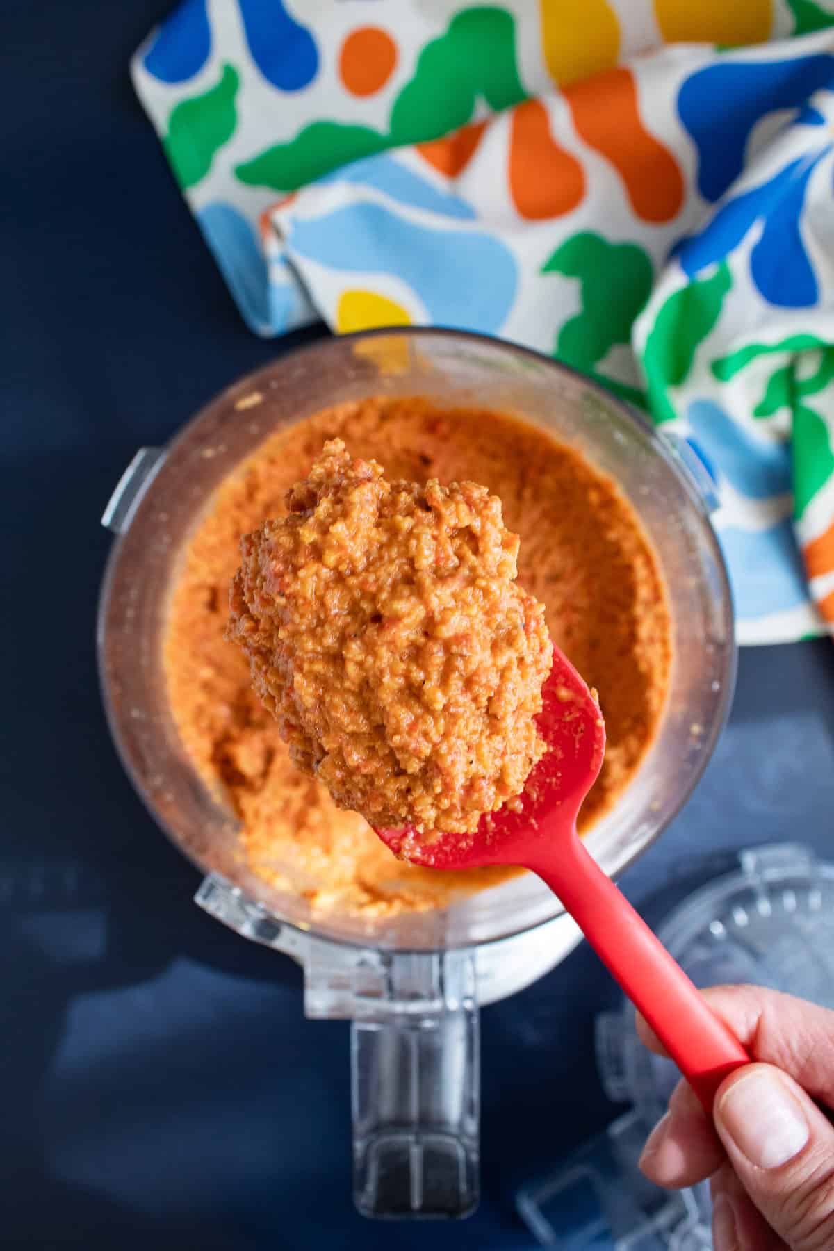 The texture of the dip is chunky, not overly processed.