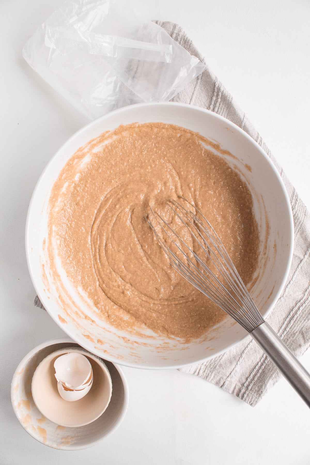 The muffin batter is blended until smooth.