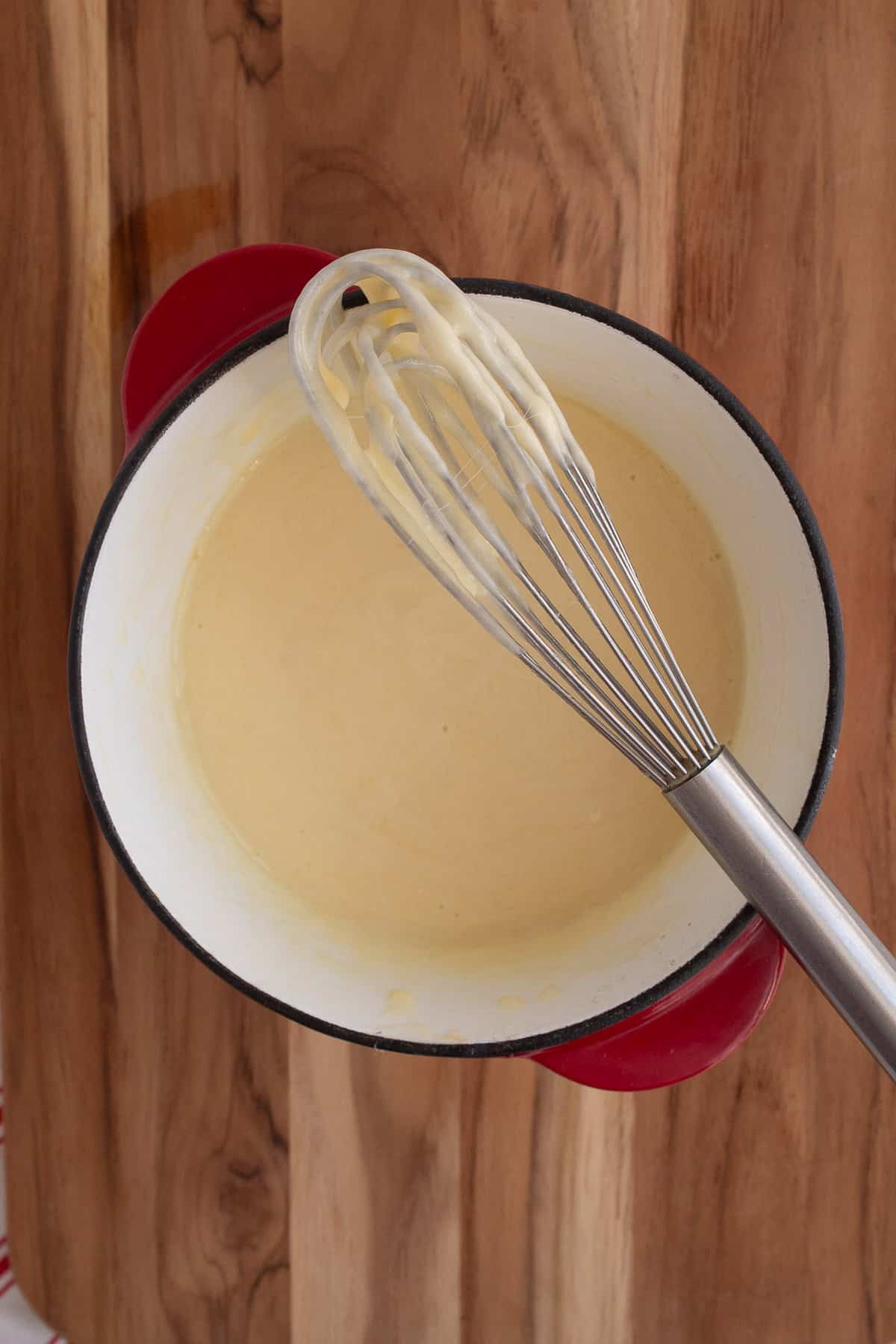 The finished fondue is smooth and well-incorporated.