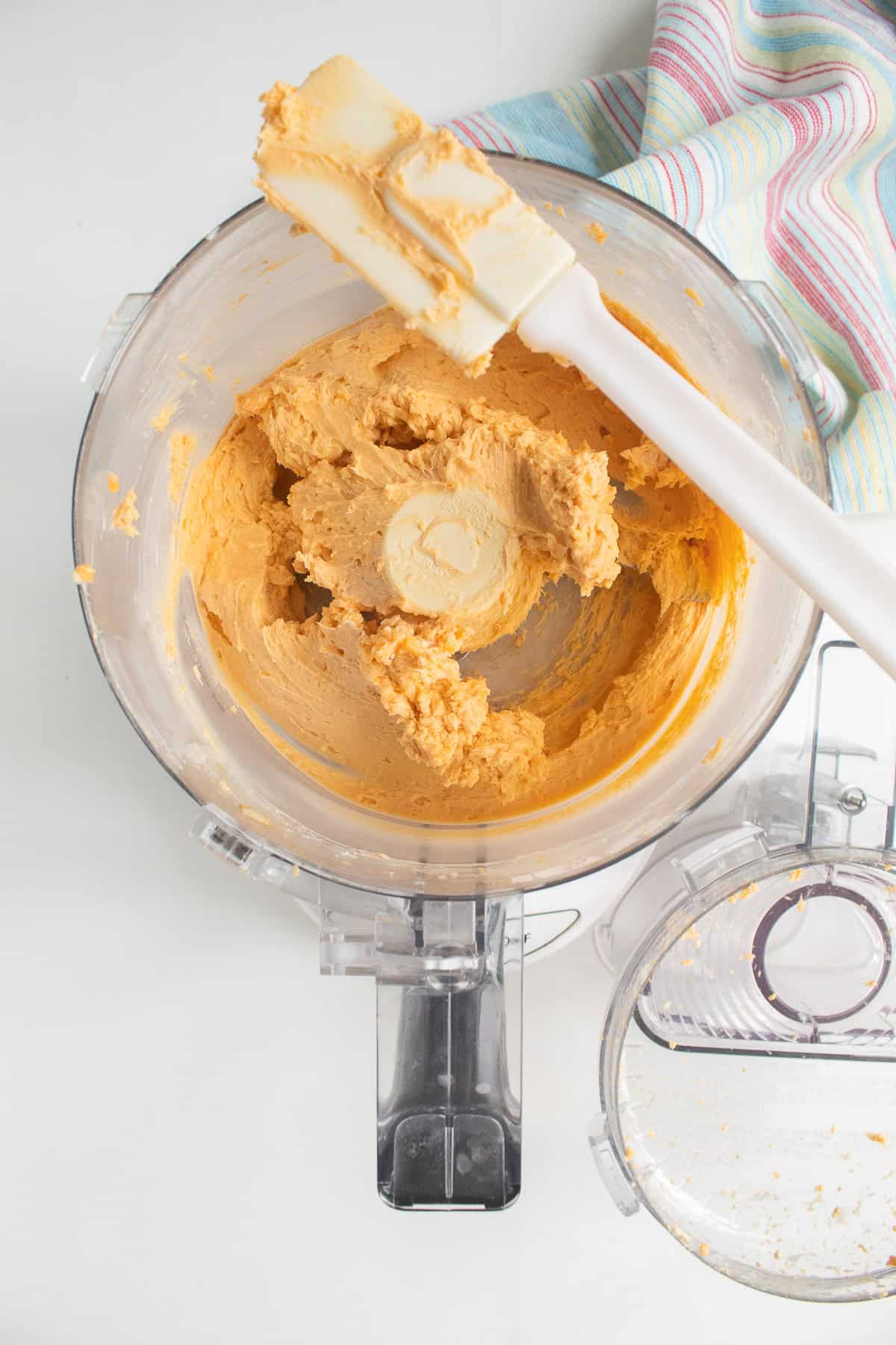 The processed cheese and cream cheese is thick and creamy before the addition of the beer.