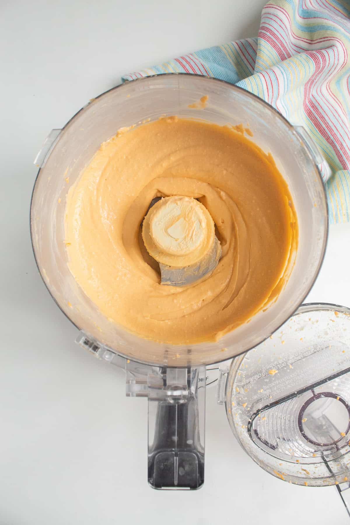 The cheese spread is silky smooth and a dippable texture right out of the processor.