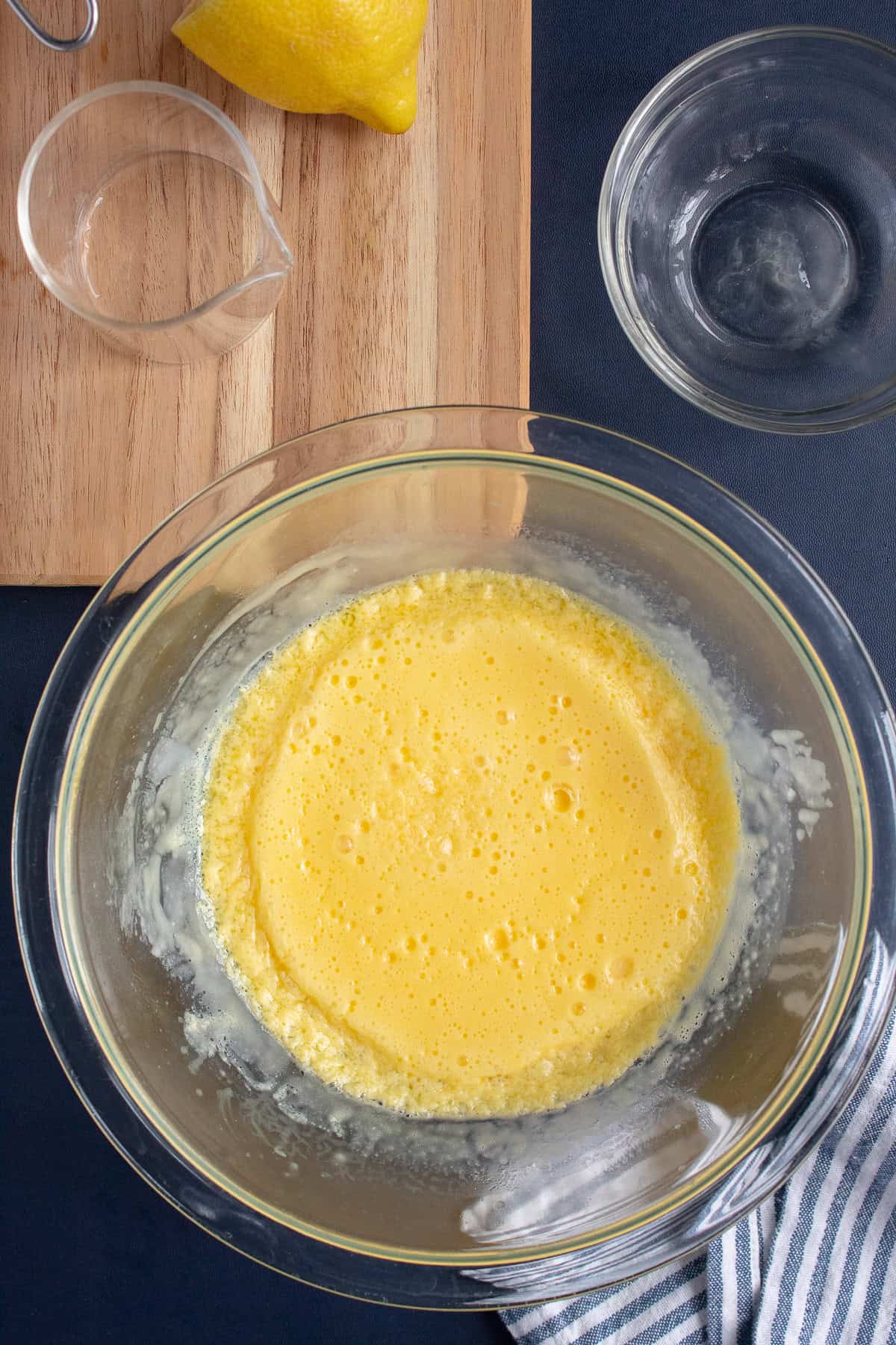 After microwaving, the hollandaise sauce looks thick and curdled, but will smooth out with whisking.