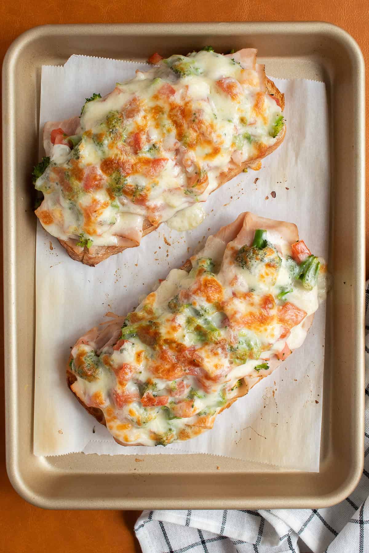 The sandwiched are broiled in the oven or air fryer.