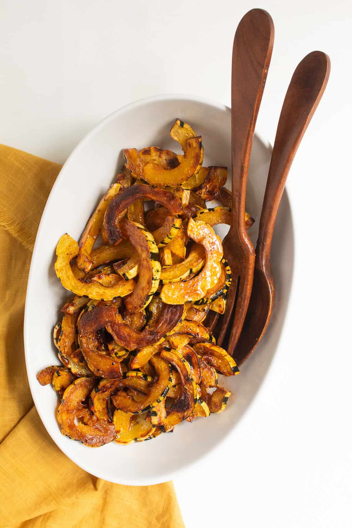 The delicata is deeply caramelized and glistens with the coating of the maple and ancho vinaigrette.